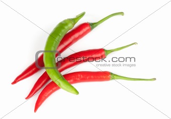 green and red Hot Chili peppers