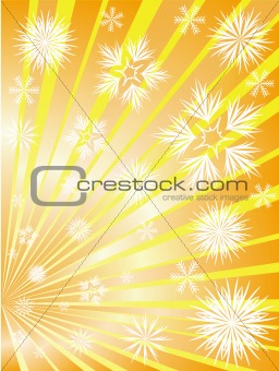Golden fireworks from snowflakes