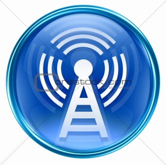 WI-FI tower icon blue, isolated on white background