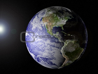 Our planet in space (America view) with clipping path