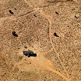 Trailer home in desert.