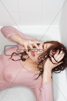 Sexy woman in bath.