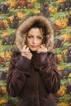 Woman in winter coat.