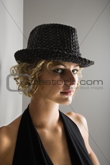 Pretty woman in hat.