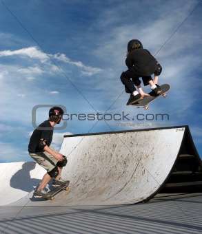 A Kid Skateboarding
