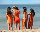 Four girls on the beach