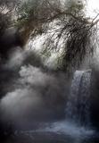Small concealed hot waterfall, Rotorua, New Zealand