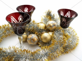 Christmas globes and drink glasses