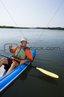 Man in kayak. 