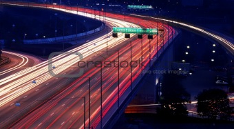 cars at night with motion blur