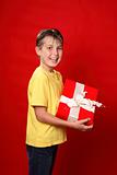Child with present ribbon bow