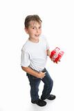 Boy with a Christmas present or birthday gift