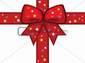 Festive presents ribbon ornamented with color stars. Vector format