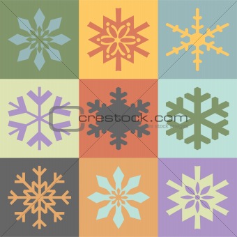 Snowflakes in vintage colors scheme. Vector format
