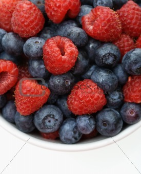 Blueberries and raspberries.