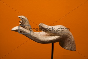 Hand sculpture.