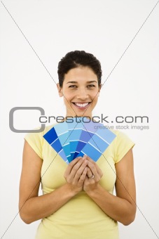 Woman with paint samples.