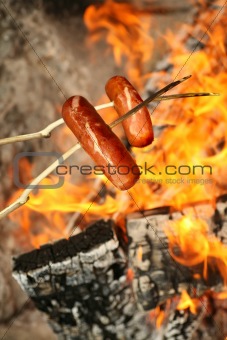 BBQ sausages on sticks