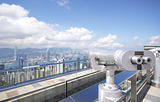 View point with telescope near  hongkong,china