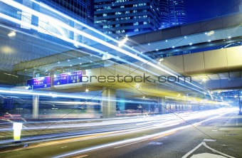 traffic in Hong Kong at night 