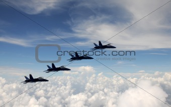 Jet fighter in formation
