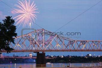 Fireworks by Ohio River iby Kentucky/Indiana border