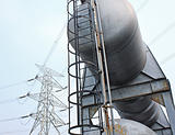 gas tanks and power tower in the industrial estate, suspension energy for transportation and household use 