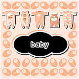 Baby sShower or arrival card with baby icons background