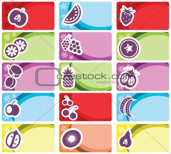 Business card or tag set - fruit and vegetables collection
