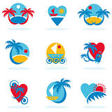travel icons collection - vacation emblems and symbols