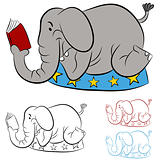 Circus Elephant Reading a Book