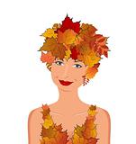 elegant autumn girl with leaves