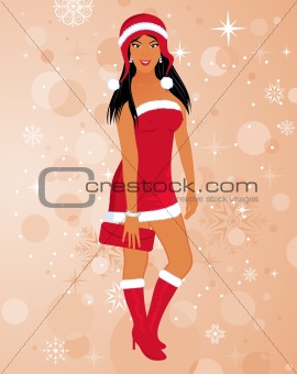 fashion christmas girl in santa suit