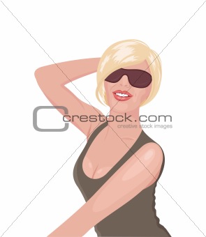 portrait of smiling girl with sunglasses isolated