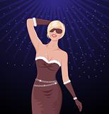 Illustration of sexy christmas dance girl on disco party