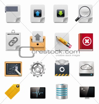 Vector file server administration icon set