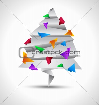 Origamy style paper Christmas tree
