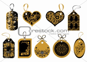 Labels in gold and black colors