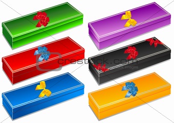 Gift boxes with colorful decorative bows