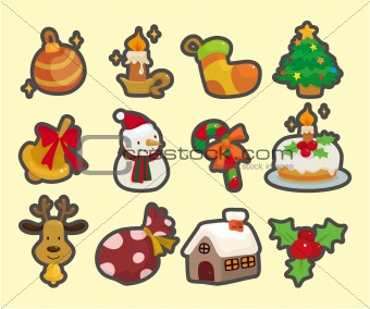 cute cartoon Christmas element icons