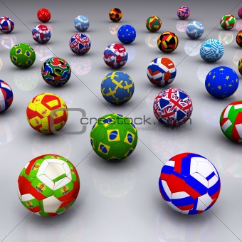 3D Render of Soccer Balls