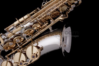 Saxophone Silver Gold Isolated Black