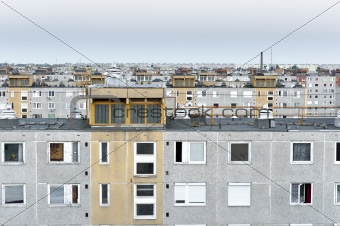 Many panel apartments in cool tones