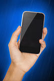 Woman's hand with a glossy 3D mobile phone