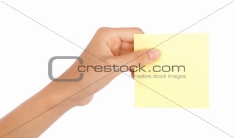 hand holding a blank note