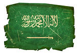 Saudi Arabia Flag old, isolated on white background.