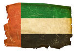 United Arab Emirates Flag old, isolated on white background.
