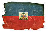 Haiti Flag old, isolated on white background.