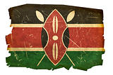 Kenya Flag old, isolated on white background.