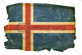 Iceland Flag old, isolated on white background